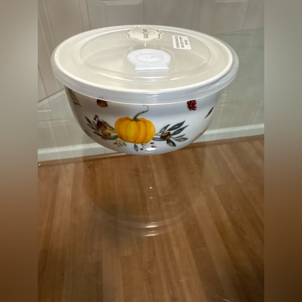 GRACE PANTRY Flower Floral Line Ceramic Storage Bowl w LID & DIAL VENT  5.5”